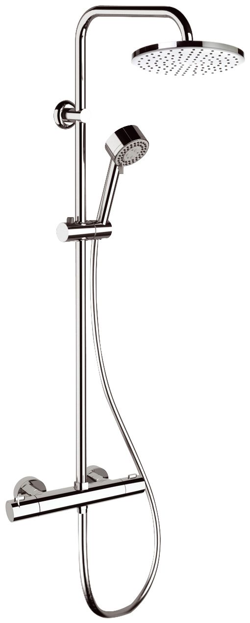 Colonne de douche Showerpipe Remer ronde avec mitigeur thermostatique chromé