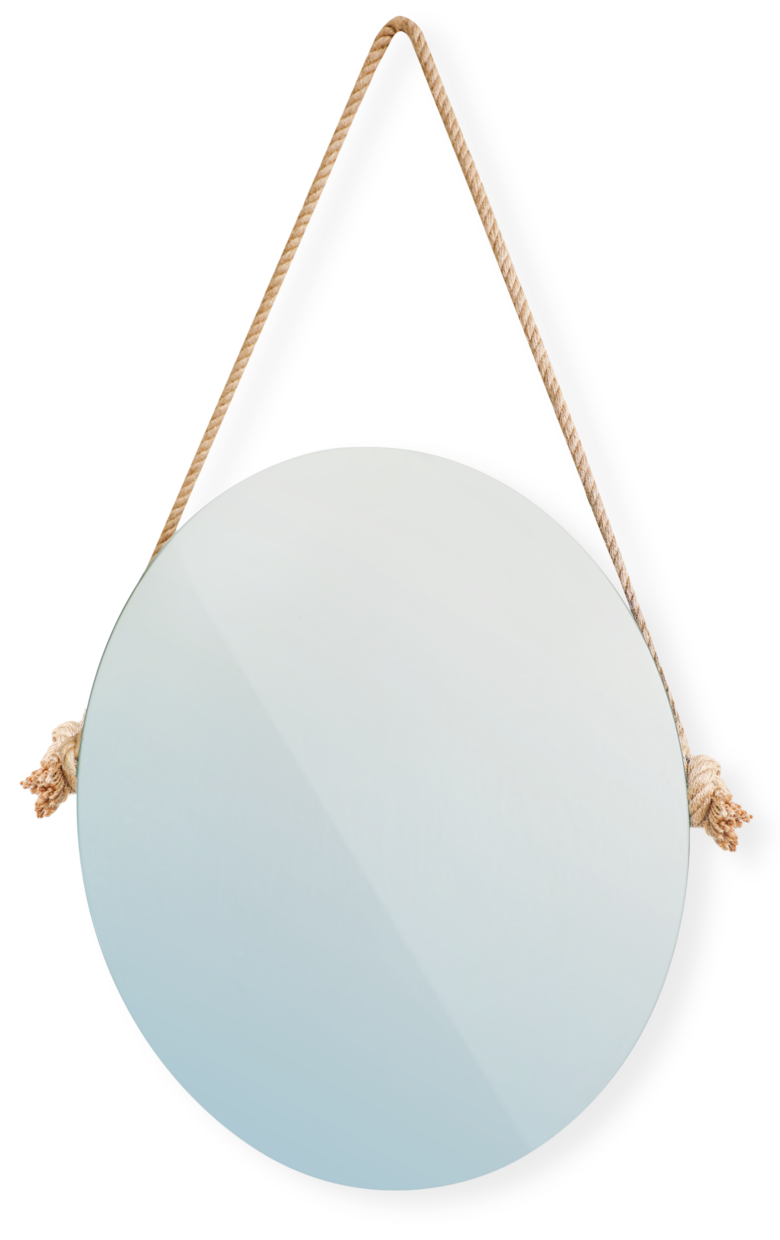 Miroir de salle de bains rond avec corde