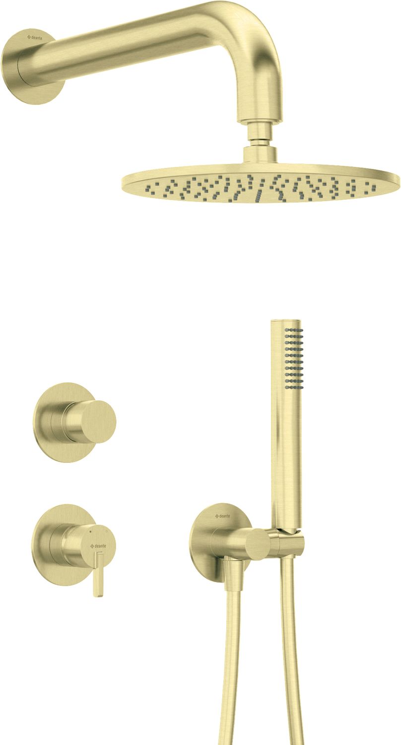 Ensemble de douche encastré Deante Silia avec douche de tête fixe en or brossé