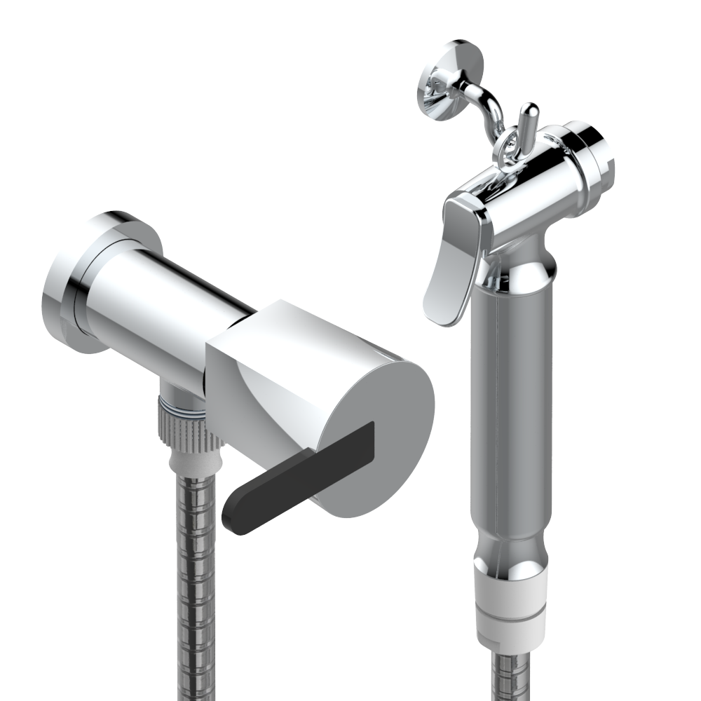 Ensemble hygiénique WC THG avec robinet d&#39;arrêt - Collection &quot;Métamorphose céramique noire&quot;
