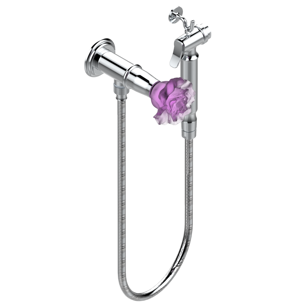 Ensemble hygiénique de WC THG avec robinet d&#39;arrêt - Collection &quot;Rose&quot;