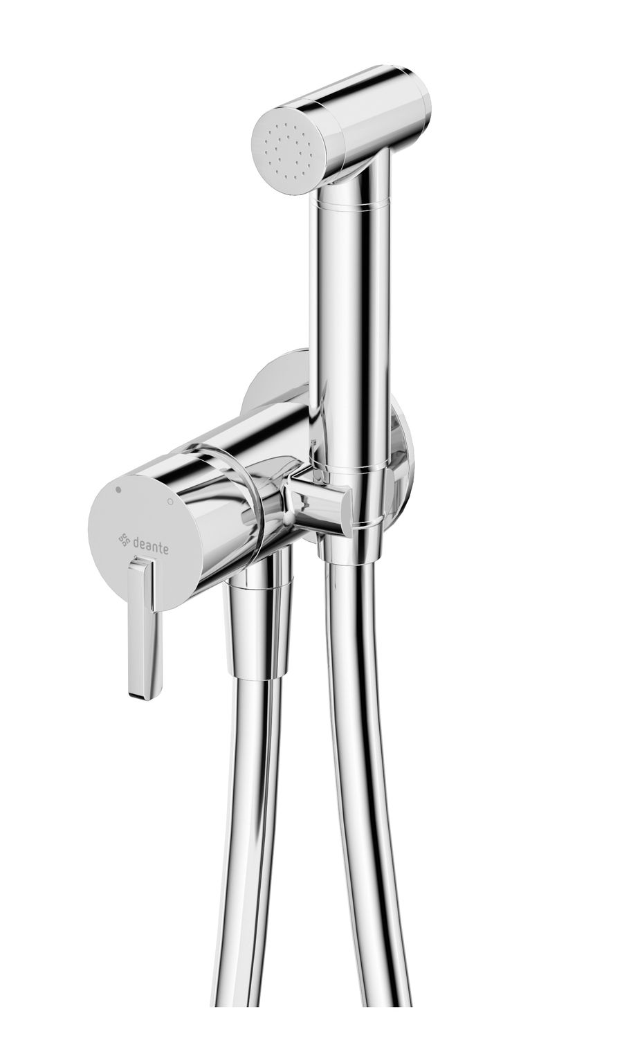 ​Ensemble hygiénique de WC avec mitigeur encastré Deante Silia en chromé et flexible de 120 cm
