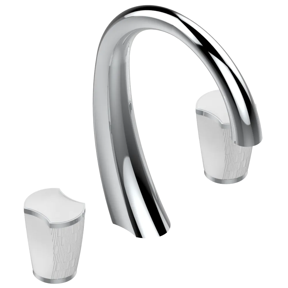 Mélangeur de lavabo 3 trous THG avec vidage pour serrage marbre - Collection &quot;Infini porcelaine blanche&quot;
