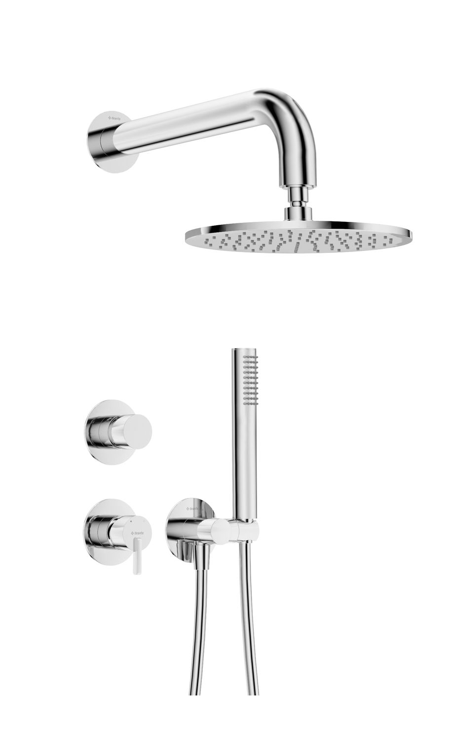 Ensemble de douche encastré Deante Silia avec douche de tête en chromé