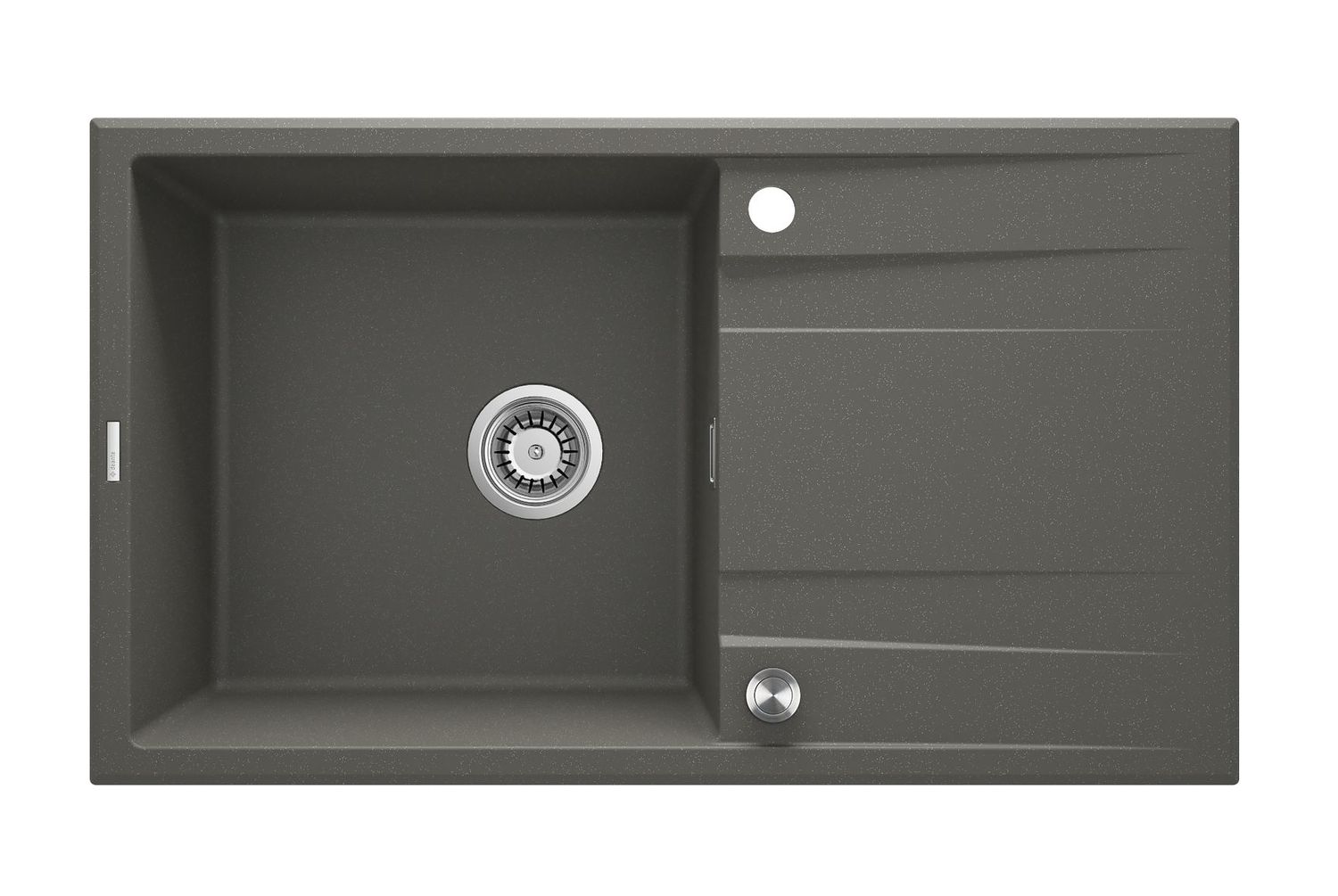Évier de cuisine encastrable simple bac avec égouttoir granit Deante Eridan 86 x 50 cm en anthracite métallisé avec vidage automatique