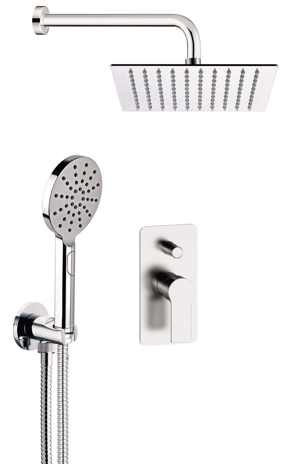 Ensemble de douche encastré Remer Energy 300 mm en laiton chromé