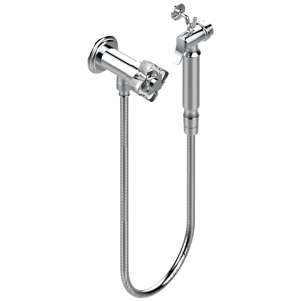Ensemble hygiénique de WC THG avec robinet d&#39;arrêt - Collection &quot;Pétale de Cristal Clair&quot;