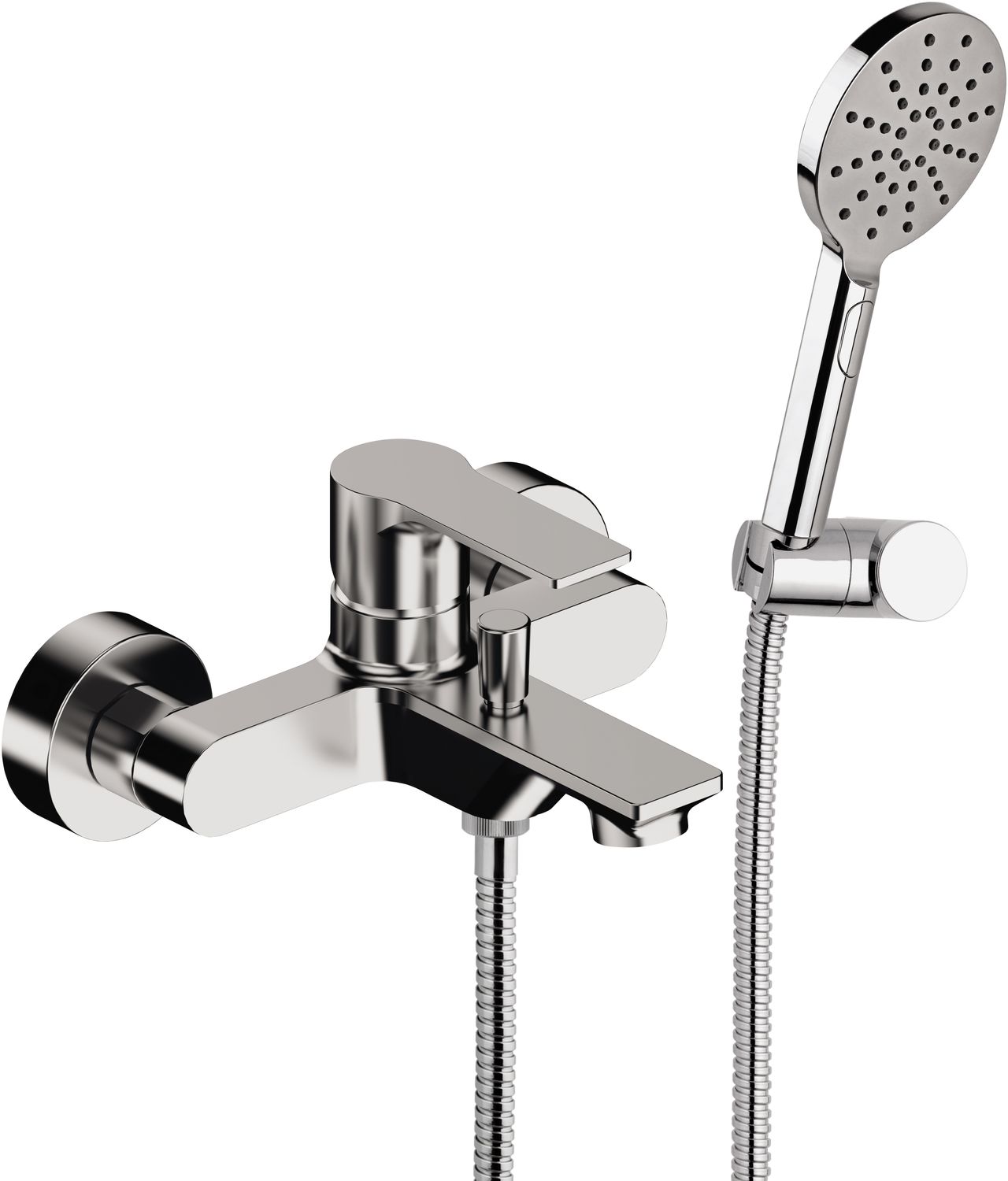 Mitigeur de bain / douche apparent Remer Energy avec flexible, douchette 4 jets et support articulé en laiton chromé
