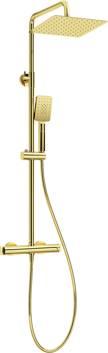 Colonne de douche carré Deante avec mitigeur thermostatique en doré poli
