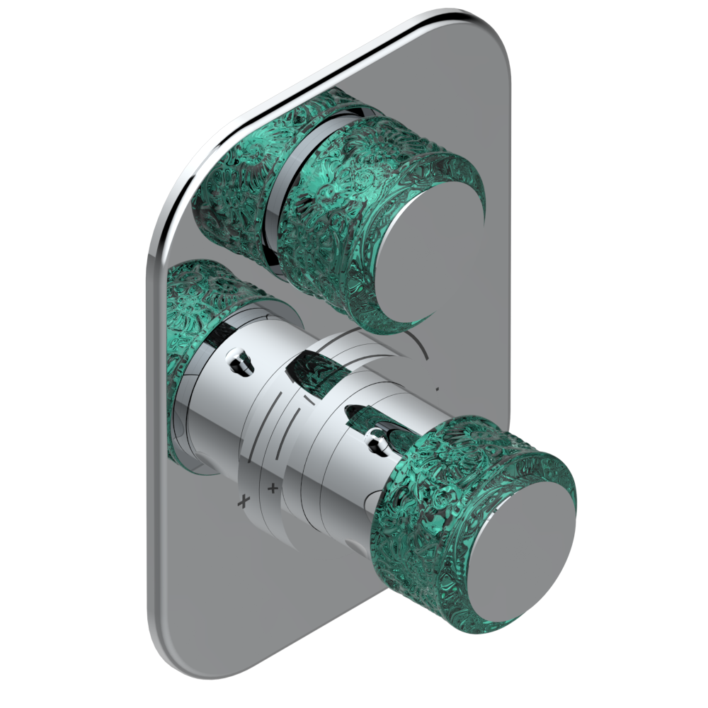 Set de finition THG pour douche thermostatique à encastrer avec un robinet d&#39;arrêt - Collection &quot;New Island&quot;
