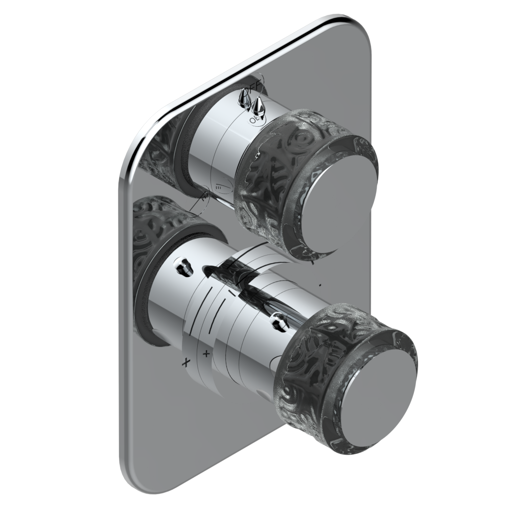 Set de finition THG pour douche thermostatique à encastrer 2 fonctions avec inverseur - Collection &quot;New Paradise&quot;