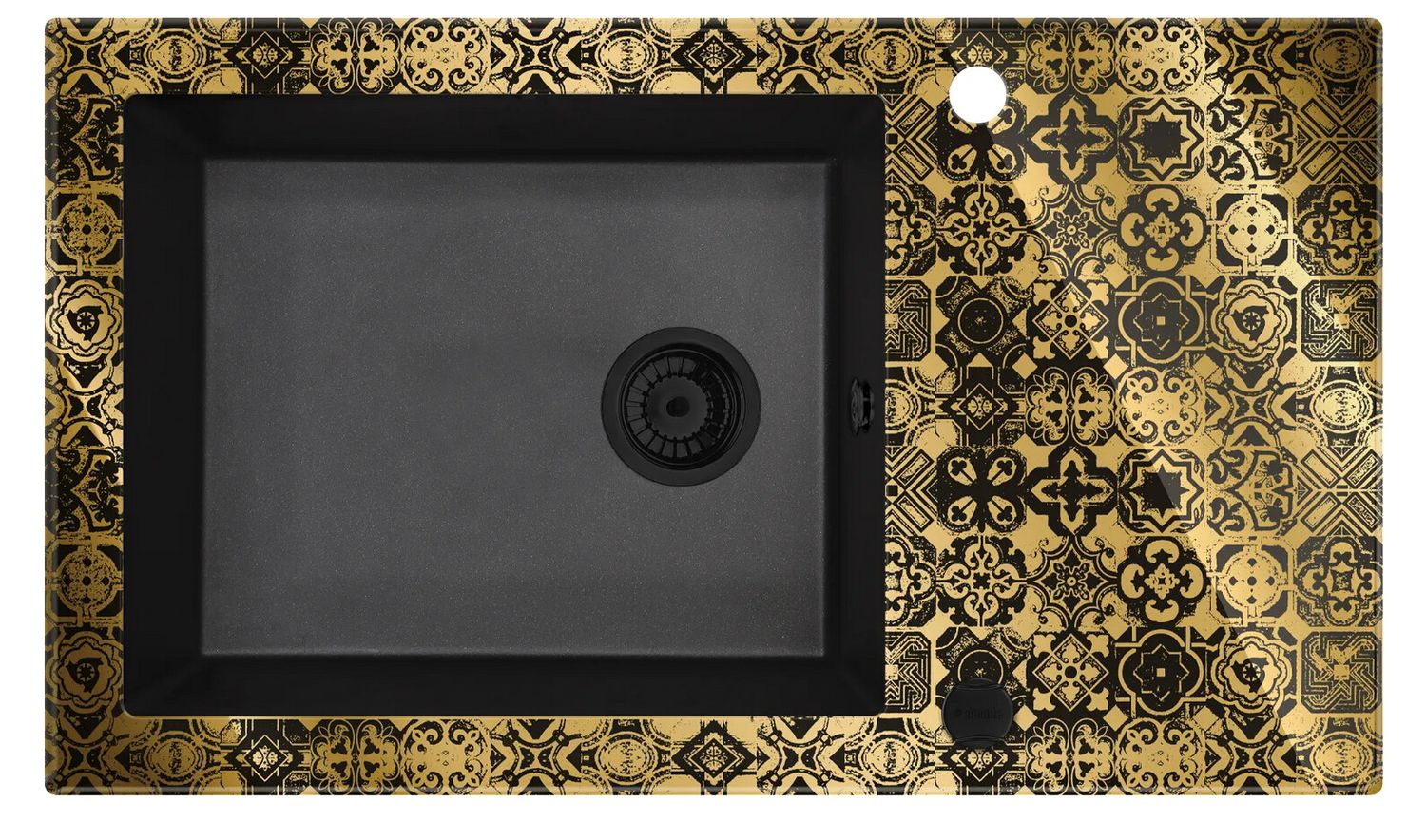 Évier de cuisine encastrable simple bac granit Deante Capella Precious 86 x 50 cm en verre avec vidage télescopique gain de place