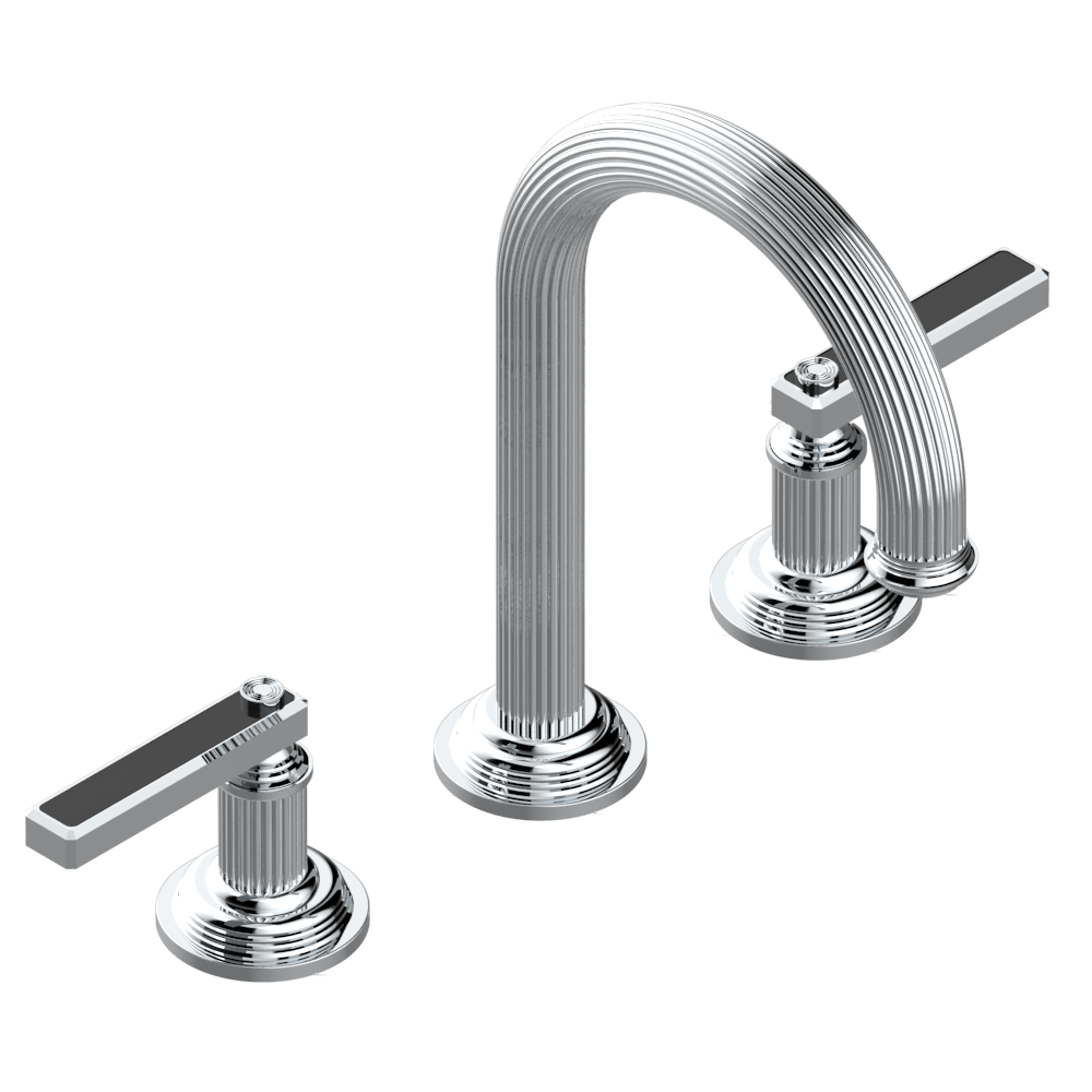 Mélangeur de lavabo 3 trous THG avec vidage pour serrage marbre - Collection &quot;Grand Central Onyx noir&quot;