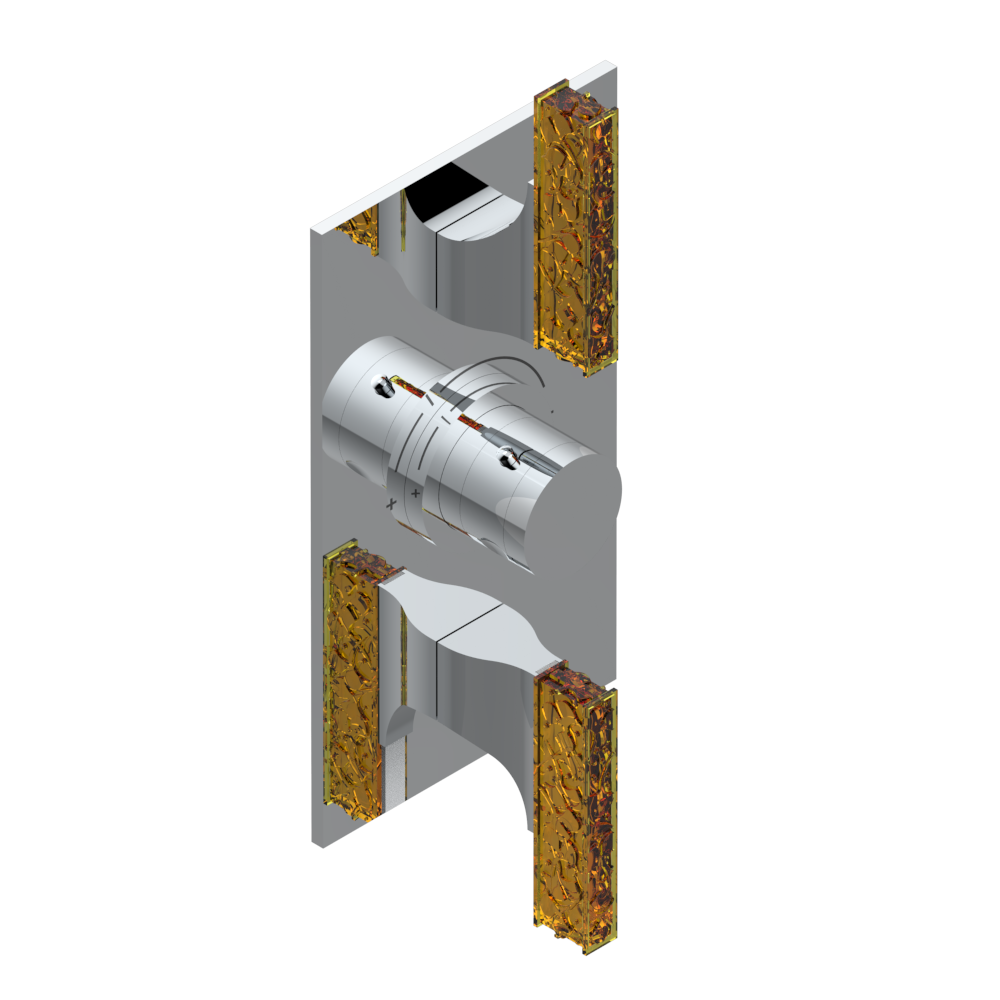 Set de finition THG pour douche thermostatique à encastrer avec deux robinets d&#39;arrêt à 2 fonctions - Collection &quot;Ginkgo&quot;