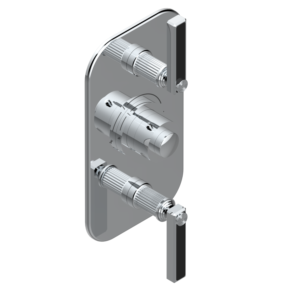 Set de finition THG pour douche thermostatique à encastrer avec deux robinets d&#39;arrêt pour installation verticales à 2 fonctions - Collection &quot;Grand Central Onyx noir&quot;