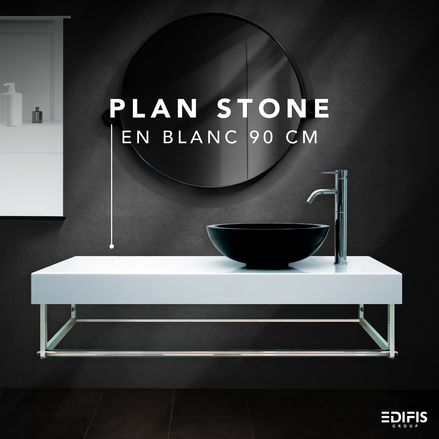 Plan Stone 90 cm en blanc