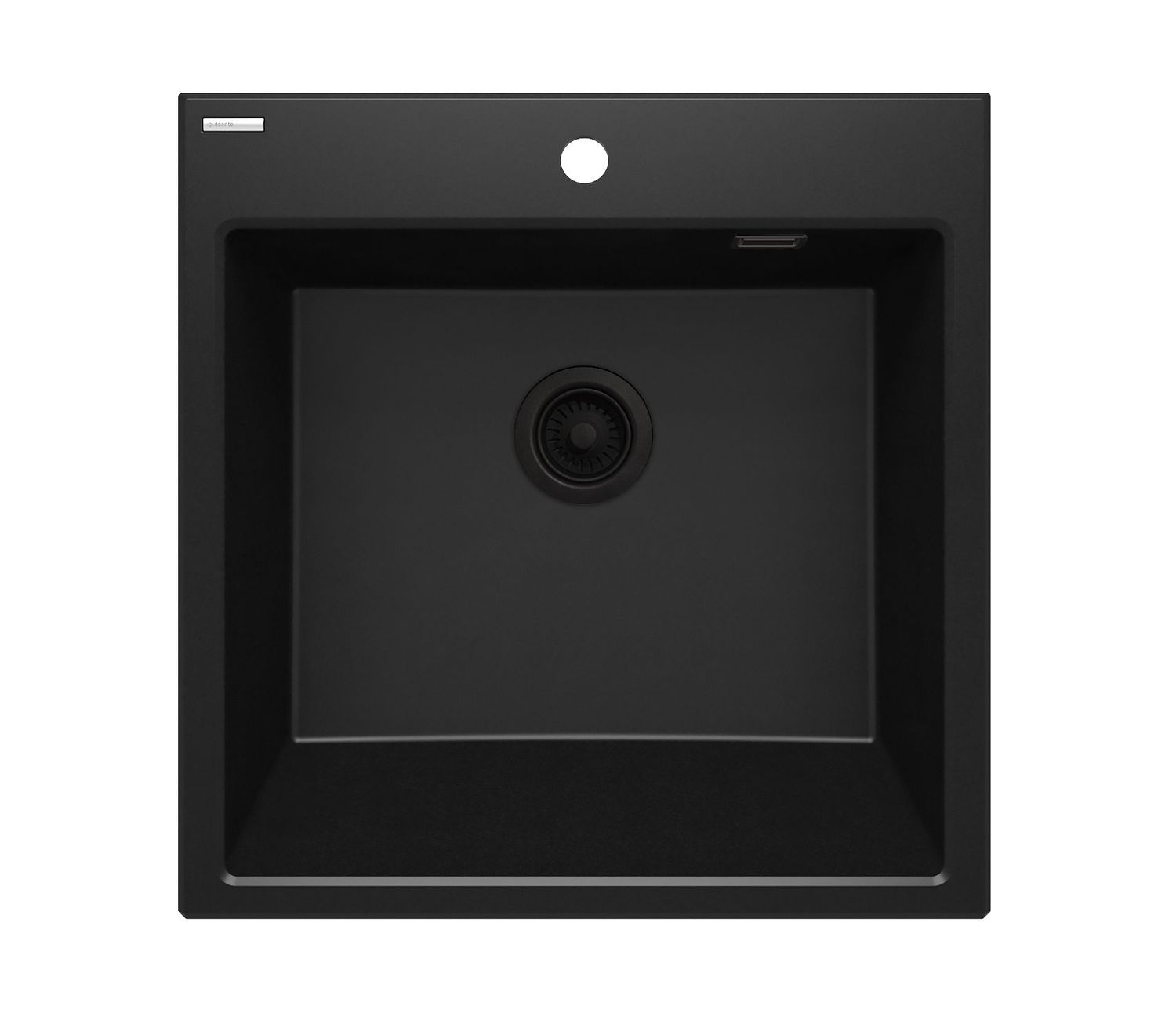 Évier de cuisine encastrable simple bac granit Deante Eridan 60 x 61 cm en noir mat avec vidage automatique