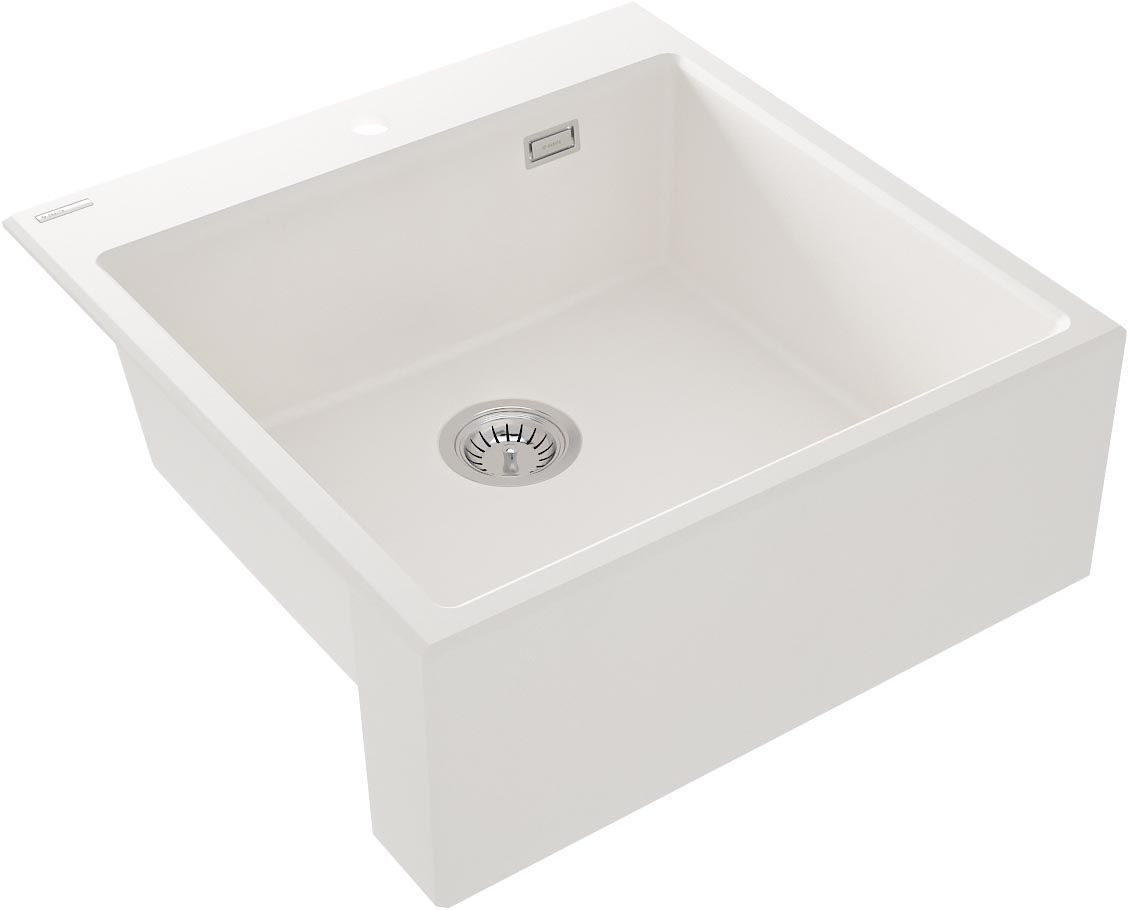 Évier de cuisine encastrable simple bac granit Deante Eridan 60 x 61 cm en alabaster avec vidage automatique