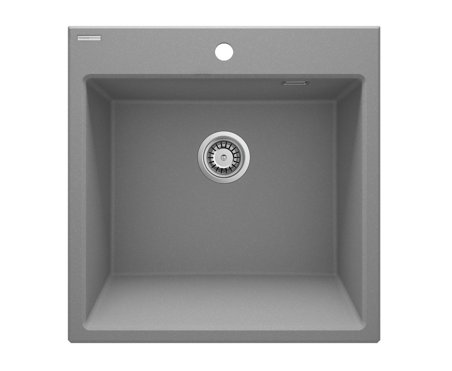 Évier de cuisine encastrable simple bac granit Deante Eridan 60 x 61 cm en gris métallisé avec vidage automatique