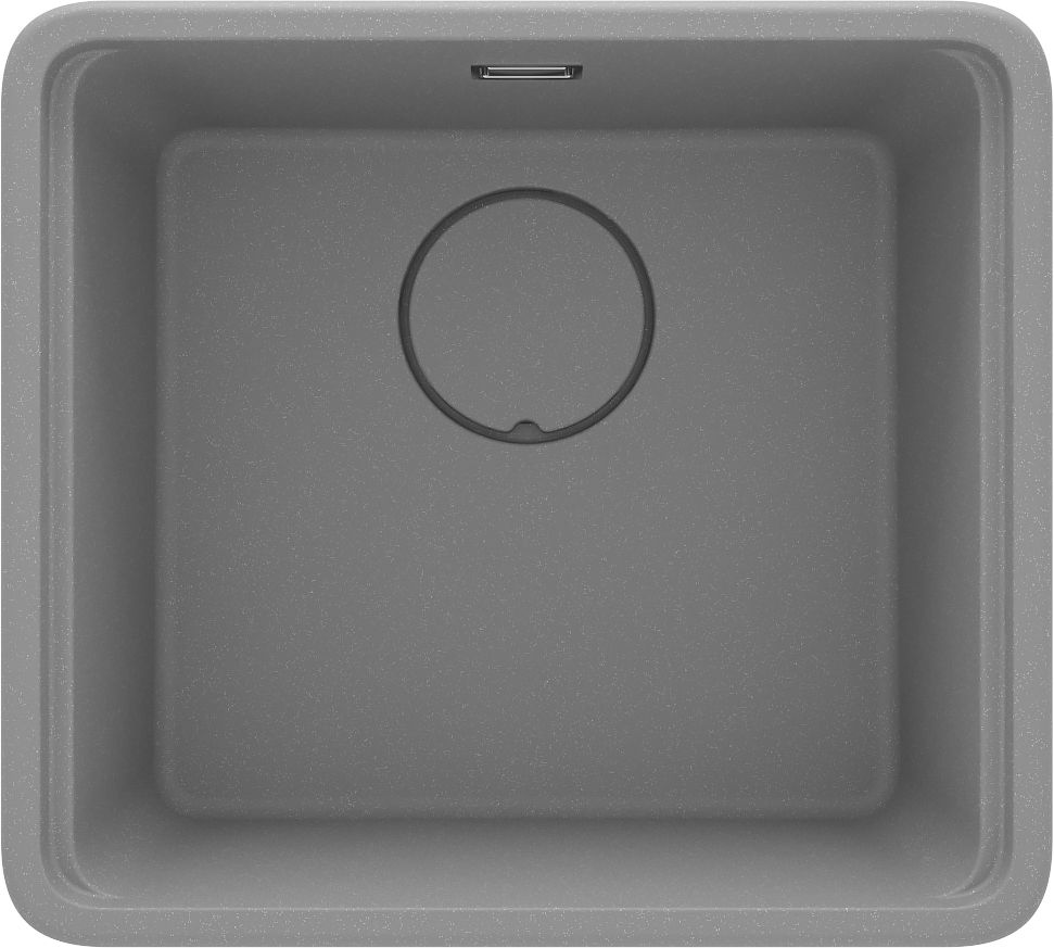 Évier de cuisine encastrable simple bac granit Deante Momi 50 x 45 cm en gris métallisé avec vidage manuel
