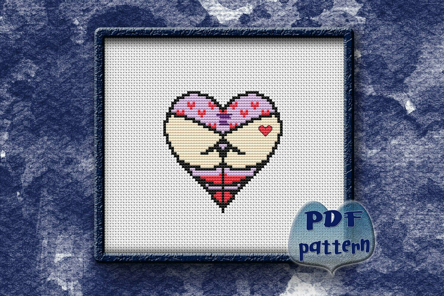 Ass cross stitch pattern PDF, Heart butts Xstitch