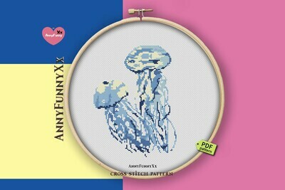 Jellyfish cross stitch pattern PDF, Nautical Xstitch