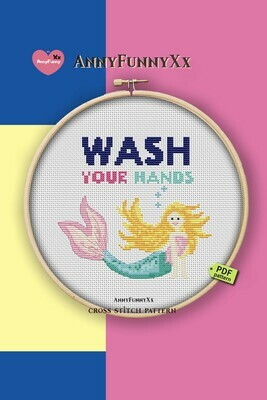 Free cross stitch pattern PDF, Wash your hands, Mermaids