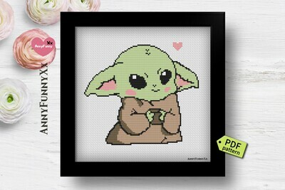 Baby Yoda cross stitch pattern PDF