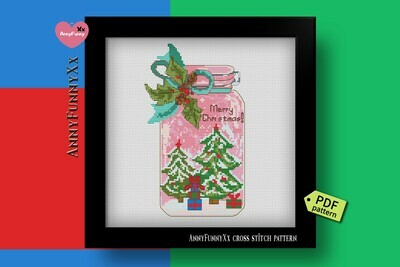 Mason jar Christmas cross stitch pattern PDF