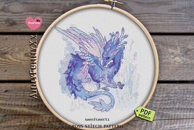 Cute dragon cross stitch pattern PDF Tiny purple dragons