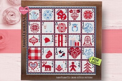 Christmas ornaments Cross stitch patterns pdf Advent calendar cross-stitch patterns Xmas Needlepoint embroidery design