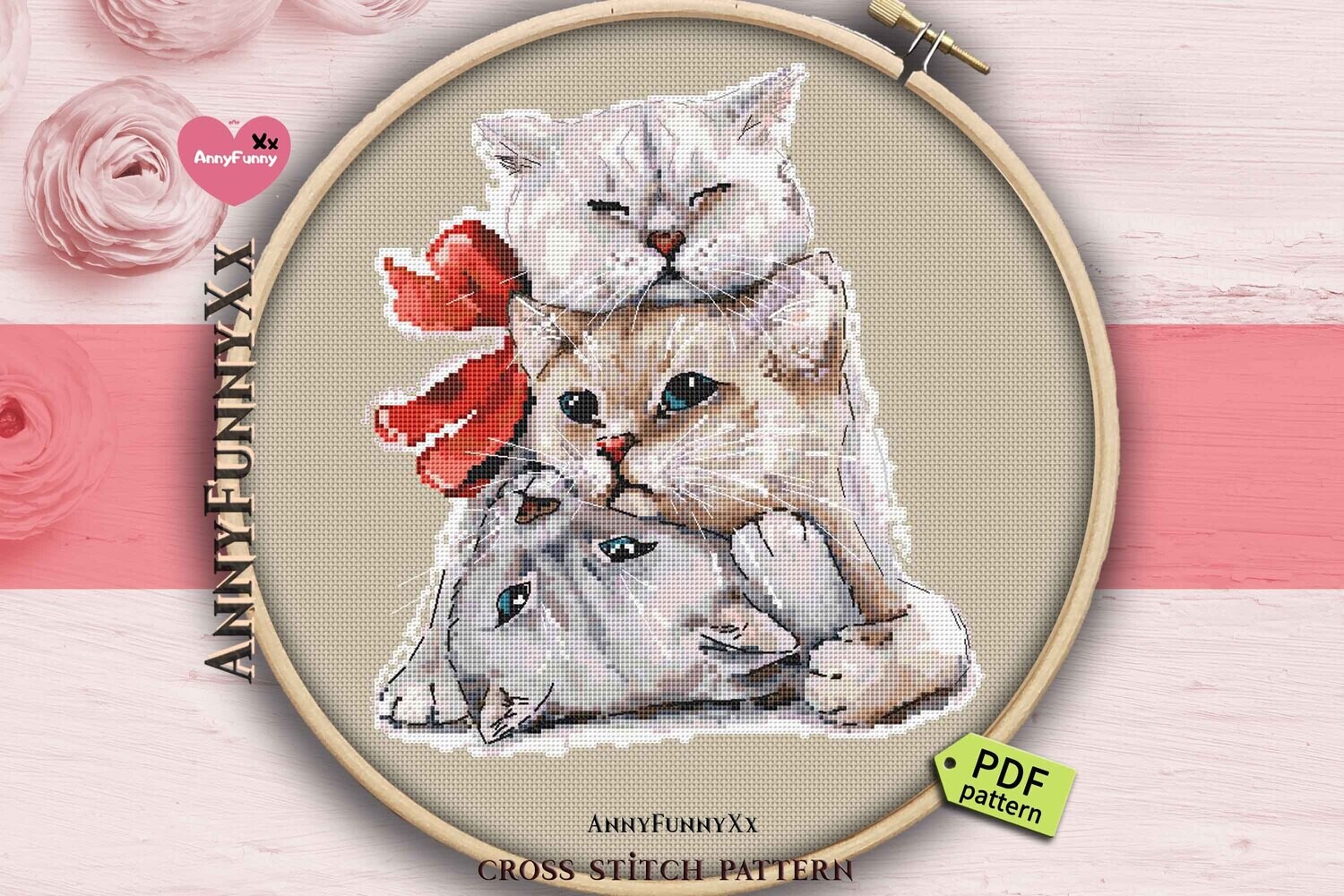 Three cats Cross stitch pattern PDF Cat Sympathy Gift, Cat lover gifts