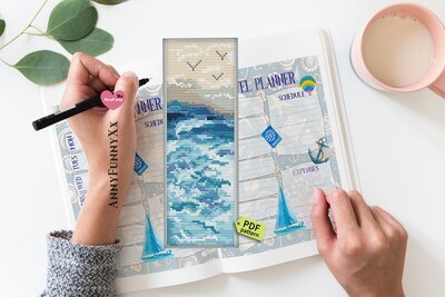 Cross stitch bookmark, Bookworm teacher gift, Ocean bookmarks, ocean lover gift for men Digital download, Custom bookmark