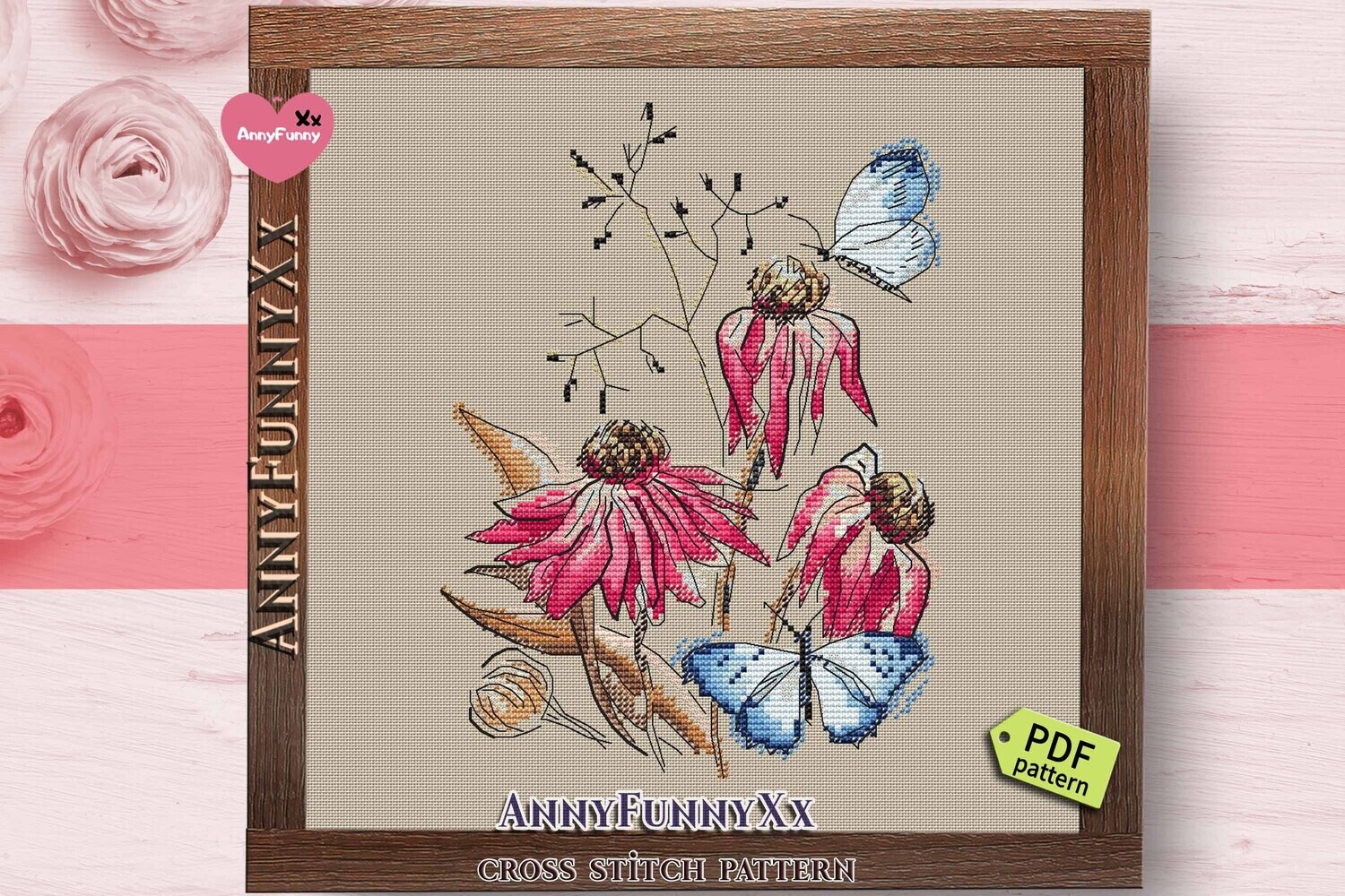 Red flowers cross stitch pattern PDF Dandelion counted DIY gift for grandma Red clover with chamomile Bundle Wildflowers needlepoint embroidery flowers bouquets Watercolor flower