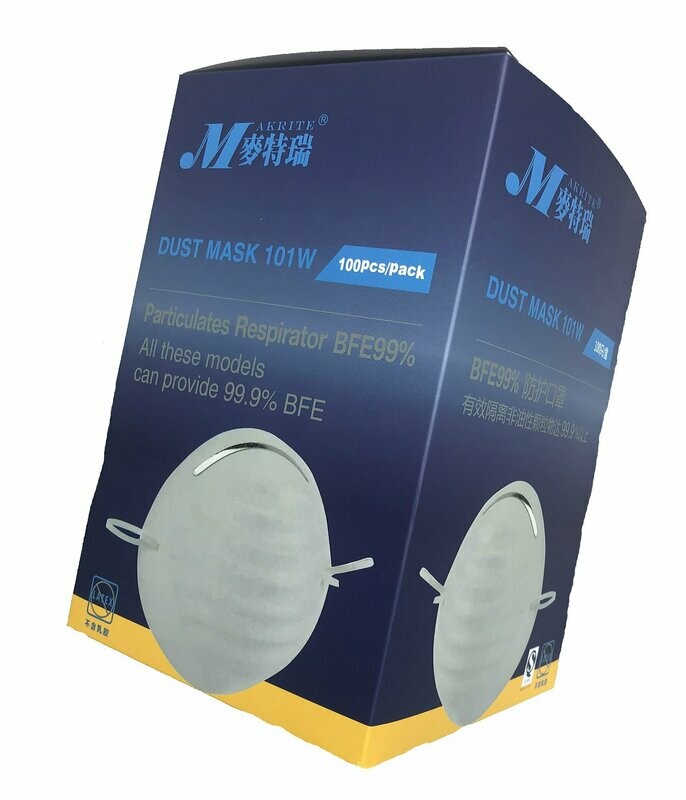 1003-Makrite Disposable Face Mask Cup Shape, One Size (Pack of 100pcs)