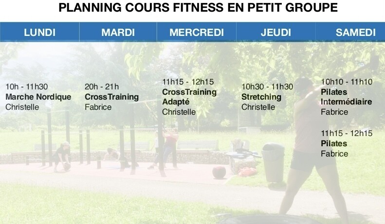 Abonnements cours : Pilates débutant et intermédiaire, , Stretching, Marche Nordique adaptée, Crosstraining et Crosstraining Adapté.