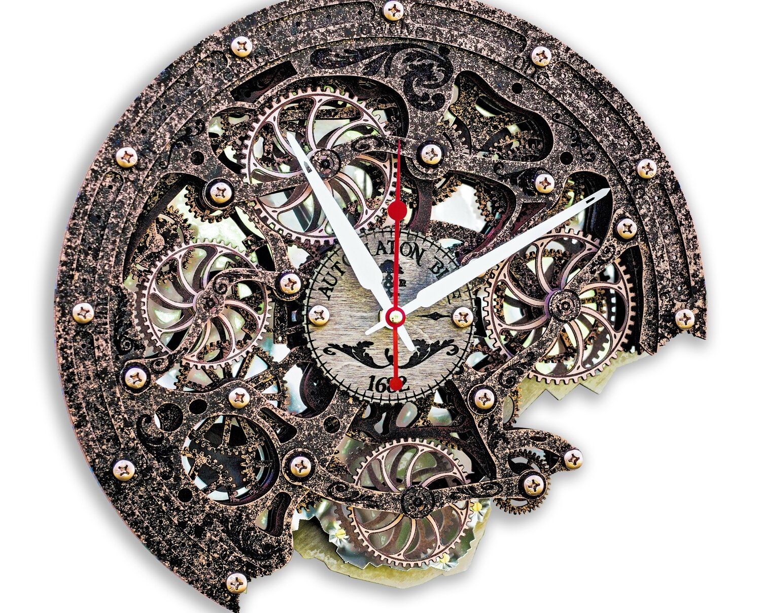 Automaton Bite 1682 Antique Copper Wall Clock