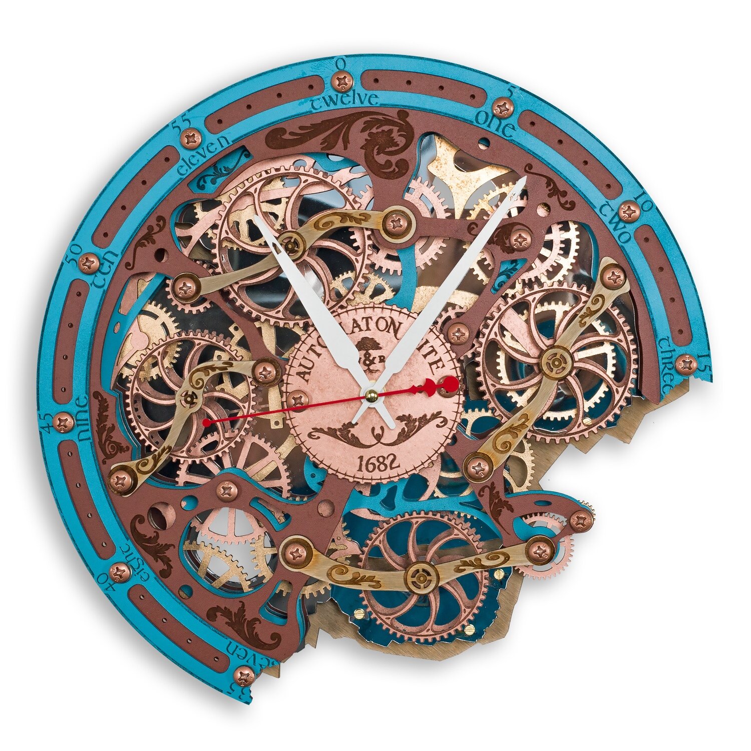 Automaton Bite 1682 Brown Turquoise Wall Clock