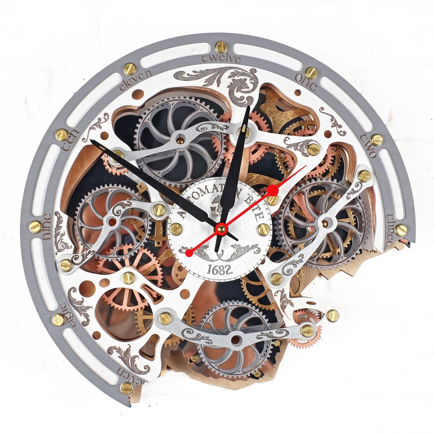 Automaton Bite 1682 Gray White Wall Clock