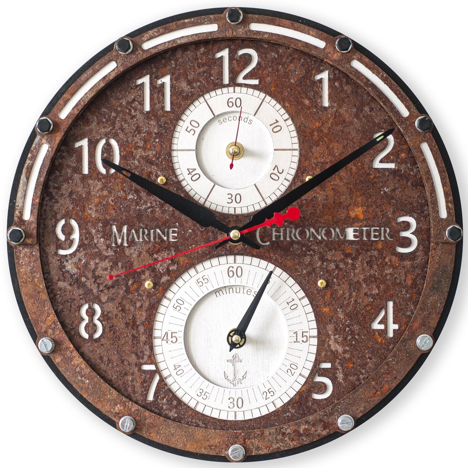 Marine Chronometer Rusty Metal Wall Clock