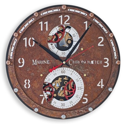 Automaton Marine Chronometer Rust Metal Wall Clock