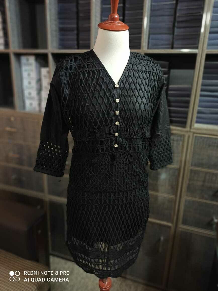 Ladies Linen Indian Chicken Full Net Shirt