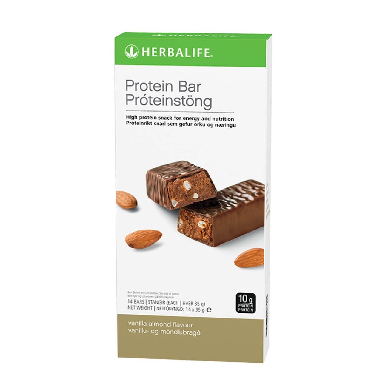 Herbalife® próteintangir-vanillu og möndlubragð (14 stk í kassa)/Protein Bar - Vanilla Almond (14 Bars per box) Herbalife® próteintangir-vanillu og möndlubragð (14 stk í kassa)/Protein Bar - Vanilla Almond (14 Bars per box)