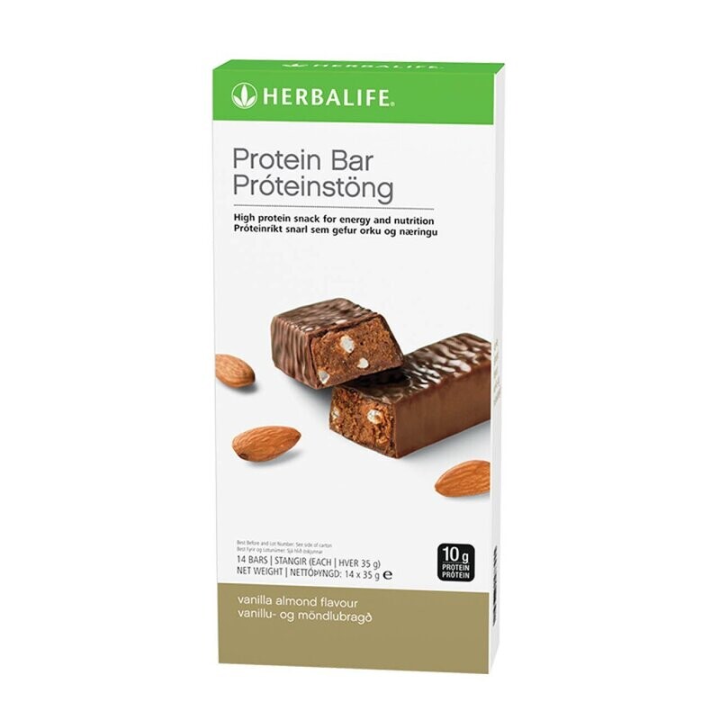 Herbalife® próteintangir-vanillu og möndlubragð (14 stk í kassa)/Protein Bar - Vanilla Almond (14 Bars per box)