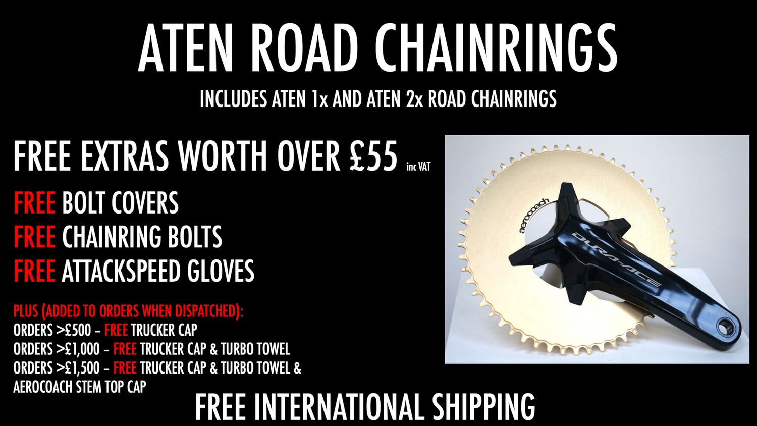 BLACK FRIDAY AeroCoach Aten road 1x and 2x aluminum/carbon chainrings