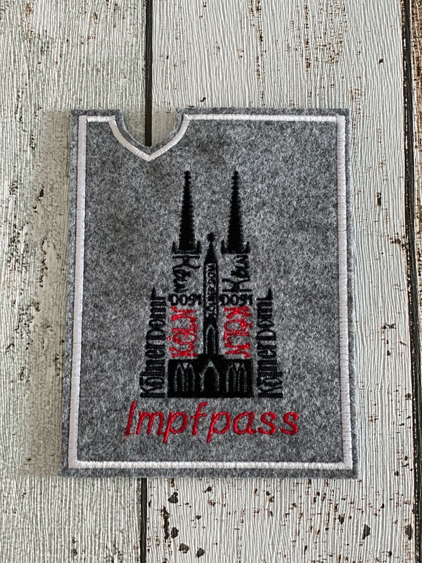 Impfpasshülle Kölner Dom Schrift