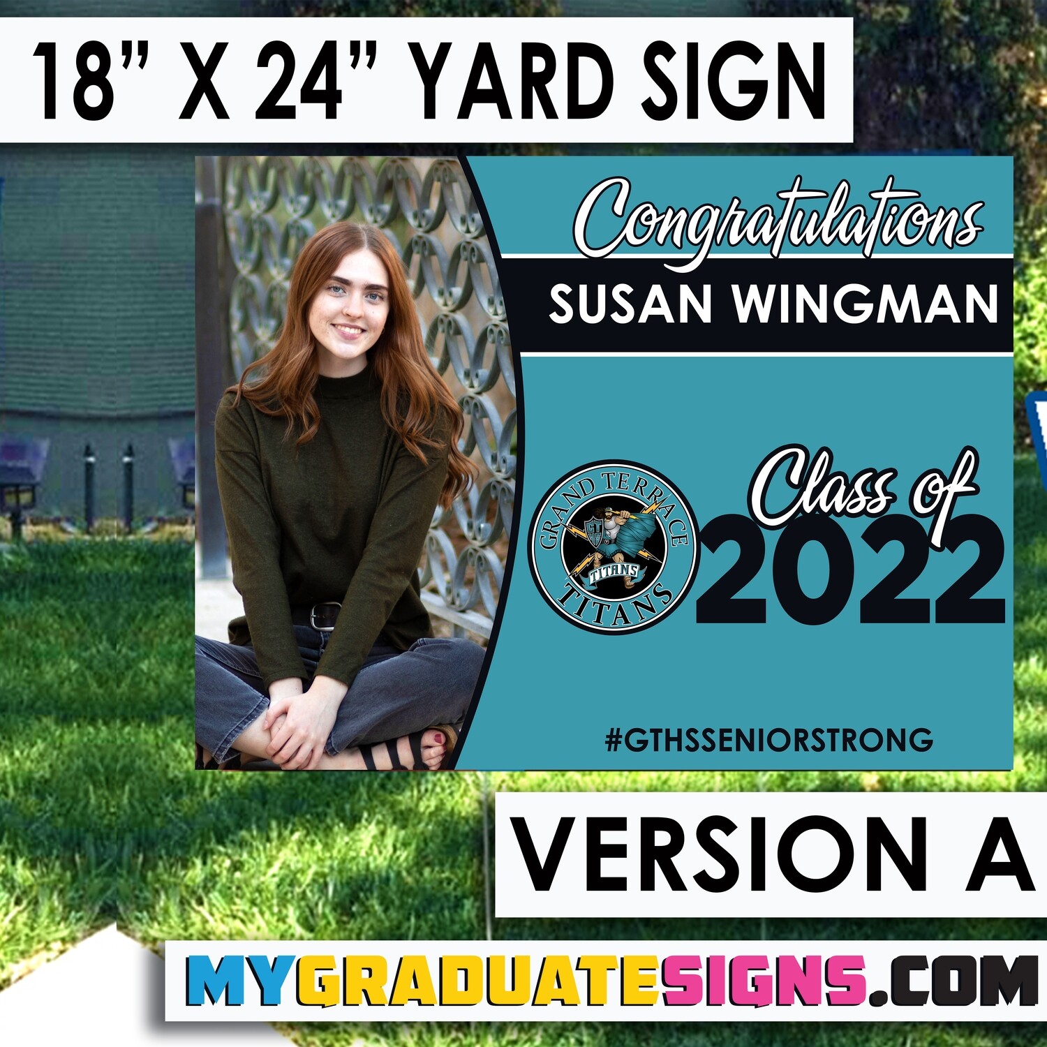 Next Level Photography Grad Yard Sign - Class of 2022 Grand Terrace HS