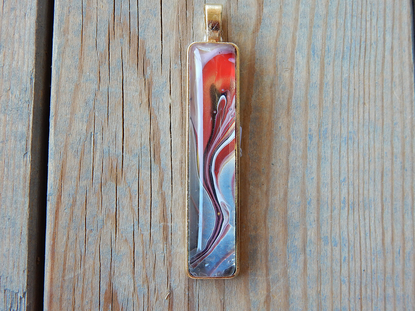 Red Swirl Metallic Slim Rectangle