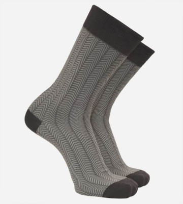 Men's Bamboo Trouser Socks - Herringbone Gray