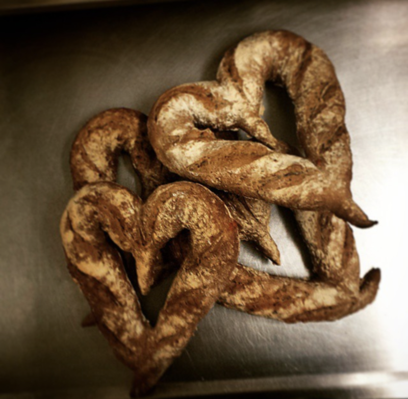 Heart Shaped Sourdough Baguettes